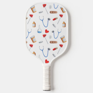 Weißes medizinisches Muster Pickleball Schläger