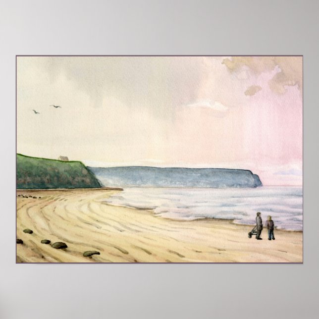 Weißes Meer und Klippen England Poster (Vorne)