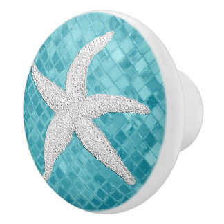 Weißes Meerbarsch-Aqua-Glasmuster Keramikknauf
