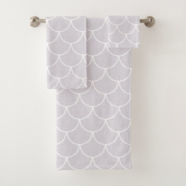 Weißes Mermaid-Muster Badhandtuch Set (Insitu)