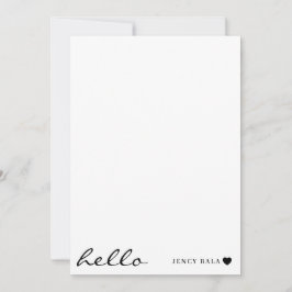Weißes Minimal-Hallo | Sauberes modernes Herzdesig Mitteilungskarte