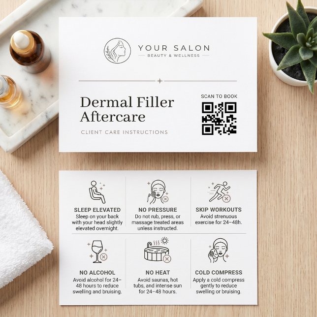 Weißes minimales Filler-Aftercare-QR-Code-Logo (Von Creator hochgeladen)