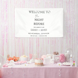 Weißes Minimalistisches Abendessen Begrüßungsgröss Banner