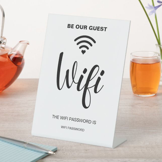 Weißes Minimalistisches einfaches Wifi-Kennwort Sockelschild (In Situ)