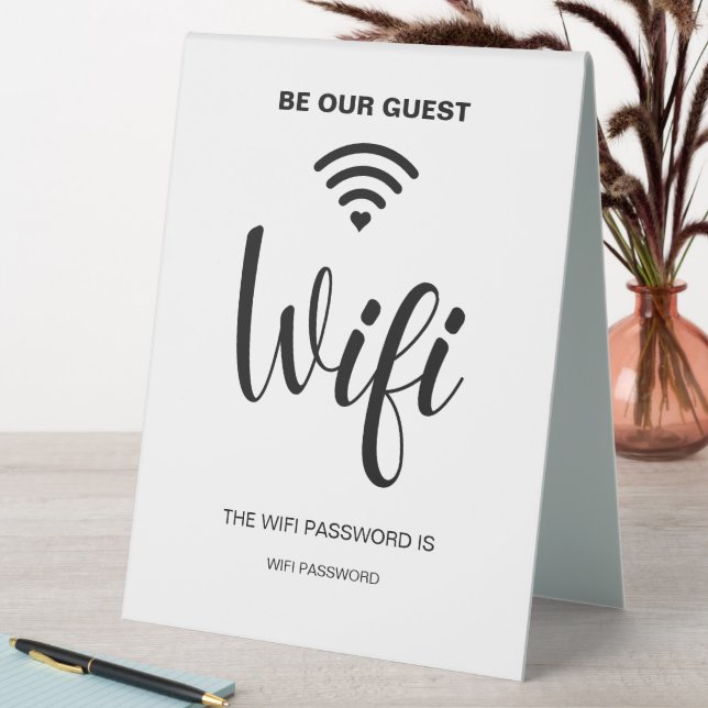 Weißes Minimalistisches einfaches Wifi-Kennwort Tischaufsteller (In Situ (Tisch))
