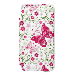 Weißes mit Blumenmuster Incipio Watson™ iPhone 5 Geldbörsen Hülle