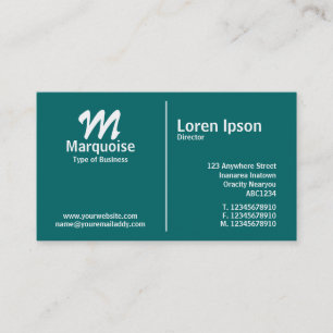 Weißes mittleres Regel-Monogramm - aquamarin Visitenkarte