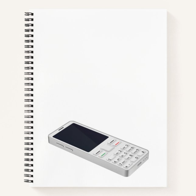 Weißes Mobiltelefon Notizbuch (Vorderseite)