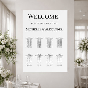 Weißes modernes einfaches Hochzeitssitzplan Poster