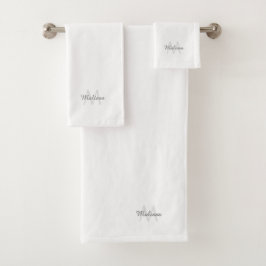 Weißes modernes Monogramm-Badehandtuch-Set Badhandtuch Set