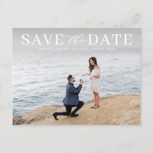 Weißes modernes Typografie-Foto Save the Date Ankündigungspostkarte
