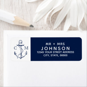 Weißes Monogramm für den Anker der Nautischen Navy