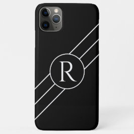 Weißes Monogramm in Circle, Diagonallinien Schwarz Case-Mate iPhone Hülle