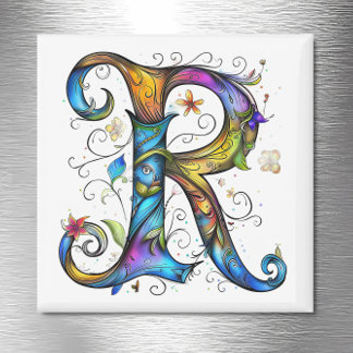 Weißes Monogramm R Magnet