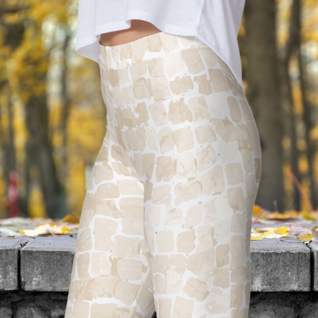 Weißes Mosiakdruck aus Stein Leggings (Stone Mosiac Leggings)