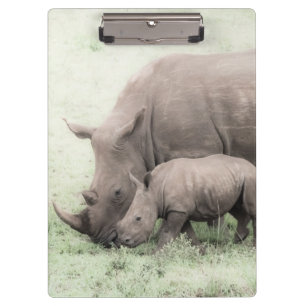Weißes Nashorn u. Baby-Klemmbrett Klemmbrett