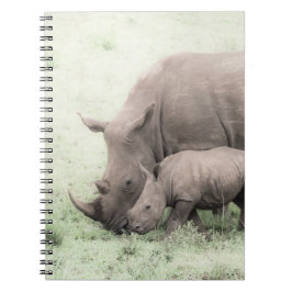 Weißes Nashorn u. Baby-Notizbuch Notizblock
