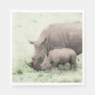 Weißes Nashorn u. Baby-Windeln Serviette