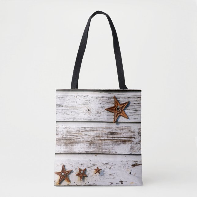 Weißes Not-Holz mit Sternen auf einer Tasche (Vorderseite)