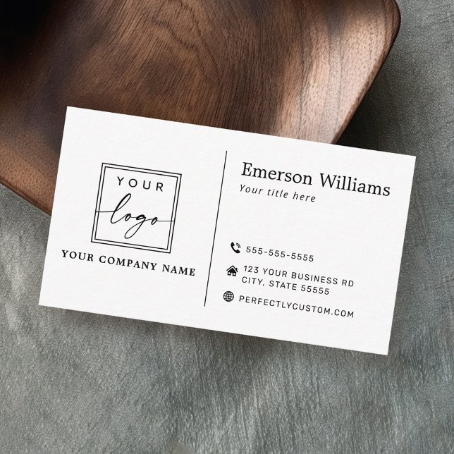 Weißes oder farbiges Logo, modern minimalistisch Visitenkarte (Modern white or any color minimalist business card with your logo and icons)