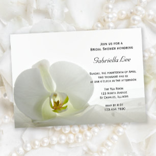 Weißes Orchid-Brautparty Einladung