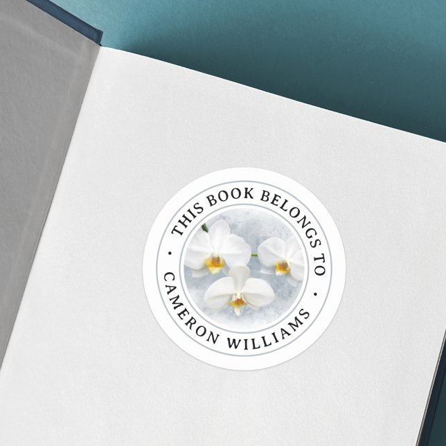 Weißes orchid-Phalaenopsis-Malbuch Runder Aufkleber (Von Creator hochgeladen)