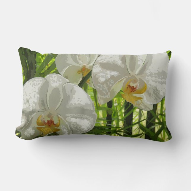 Weißes Orchideen Lumbarkissen Lendenkissen (Vorderseite)