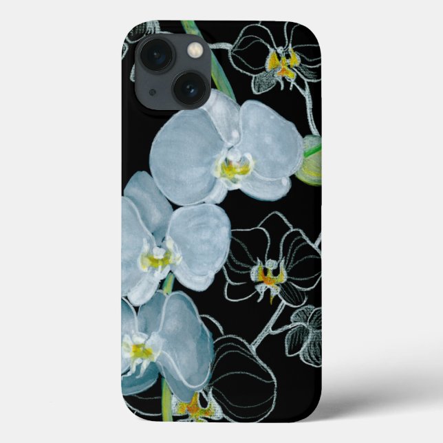 Weißes Orchideenmuster Case-Mate iPhone Hülle (Rückseite)