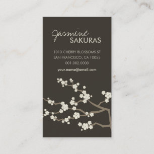 Weißes orientalische Kirschblüten-elegantes Chic Visitenkarte
