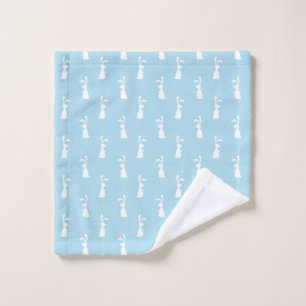 Weißes Oster Bunny Rabbit Ohren Pastellblauer Fr Waschlappen