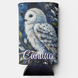 Weißes Owl am Zweig im Mondlicht Personalisiert Selters Dosenkühler