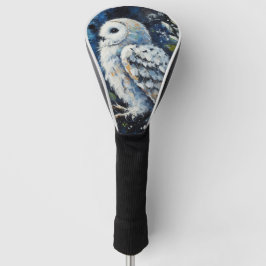Weißes Owl am Zweig in der Mondlichtmalerei Golf Headcover