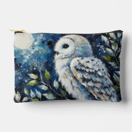 Weißes Owl am Zweig in der Mondlichtmalerei Zubehörtasche
