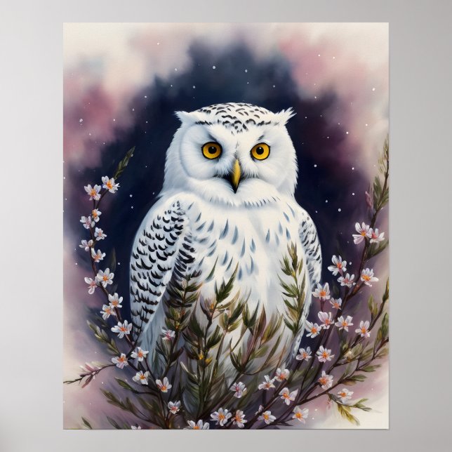 Weißes Owl-Blumenportrait Poster (Vorne)