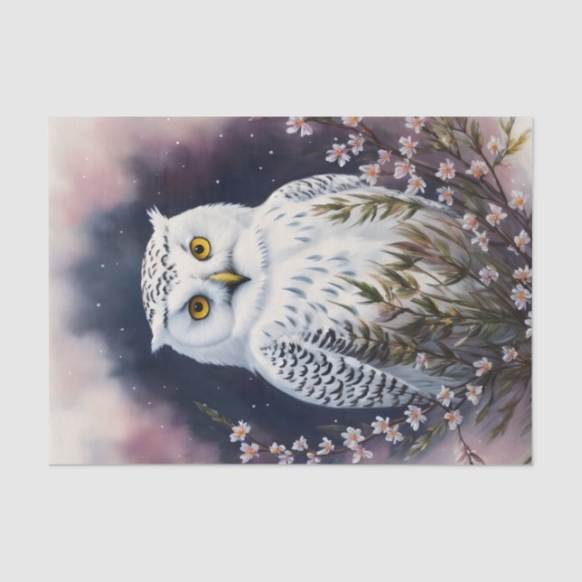Weißes Owl-Blumenportrait Seidenpapier (Vorderseite)