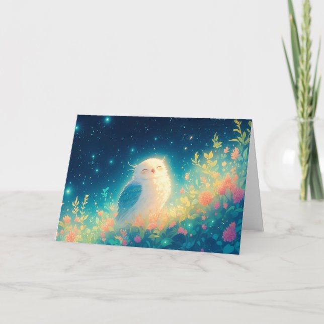 Weißes Owl unter einem Sternenhimmel Karte (Vorderseite)