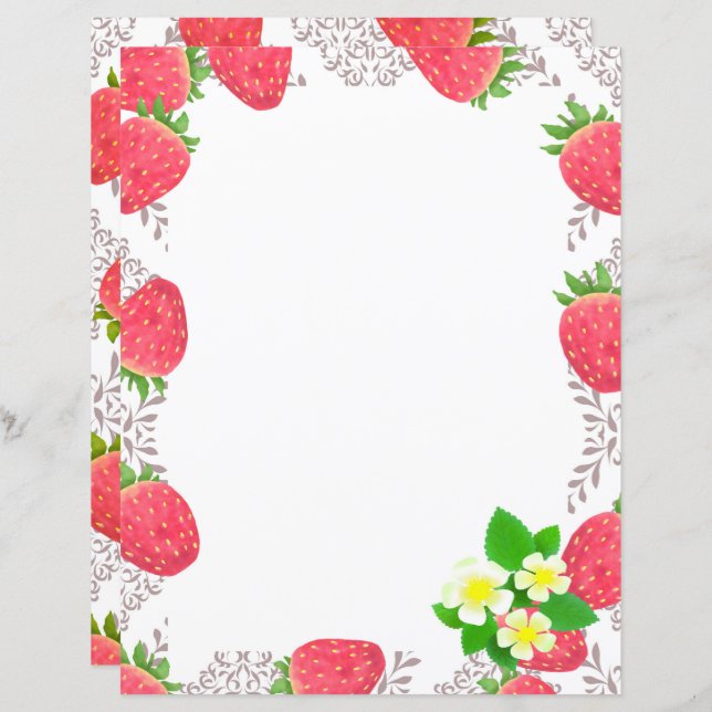 Weißes Papier für Erdbeeren (Vorne/Hinten)