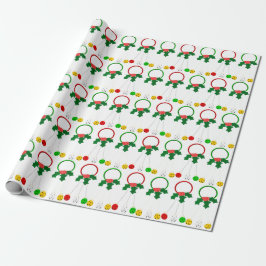 Weißes Papier mit roten und grünen Kronen Geschenkpapier