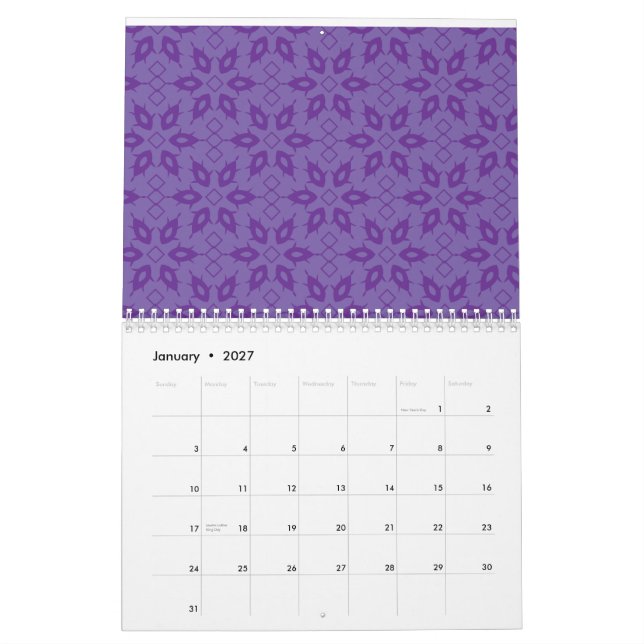 Weißes Papier mit wiederholendem Muster Kalender (Jan 2027)