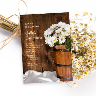 Weißes Party aus Holz Quinceañera Einladung