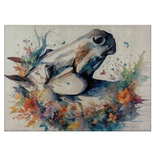 Weißes Pechpferd Schneidebrett (Vorderseite)