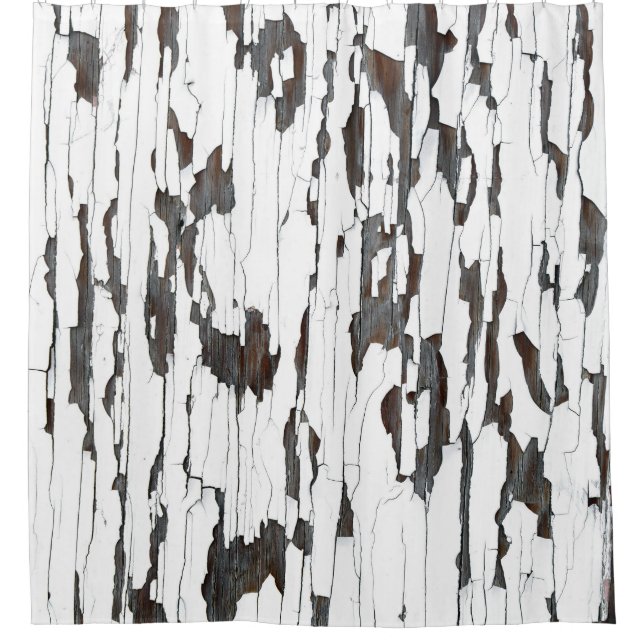 Weißes Peeling Duschvorhang (Vorderseite)