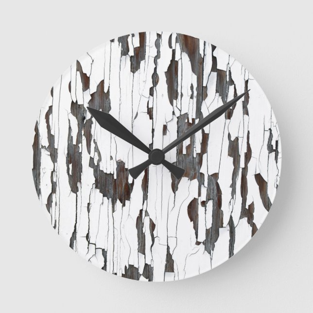 Weißes Peeling Runde Wanduhr (Vorderseite)