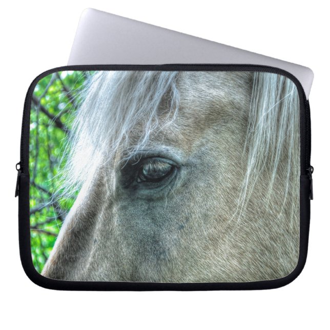 Weißes Pegasus-Horse-Auge Tierliebhaber Foto Laptopschutzhülle (Vorderseite)