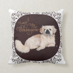 Weißes Pekingese Hundekissen Kissen