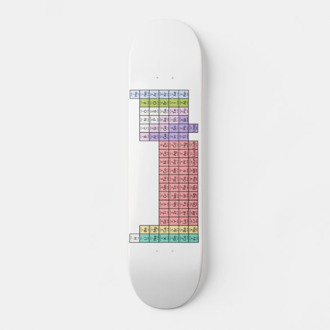 Weißes Periodensystem-Skateboard Skateboard (Vorderseite)