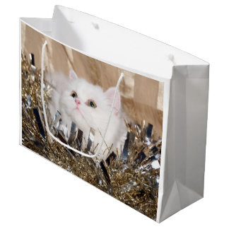 Weißes persische Katze Weihnachten Große Geschenktüte