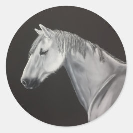 Weißes Pferd-Aufkleber Runder Aufkleber