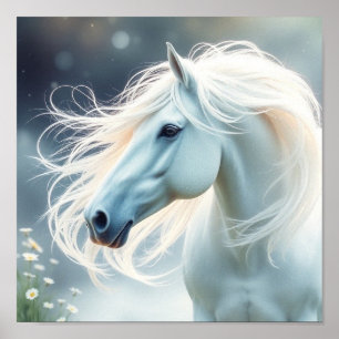 Weißes Pferd Behalte oder entwirft selbst Poster