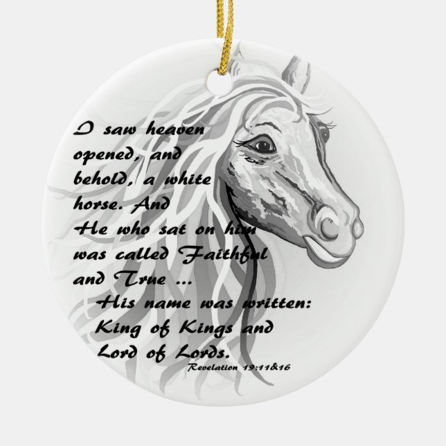 Weißes Pferd eines Königs Keramik Ornament (Vorne)